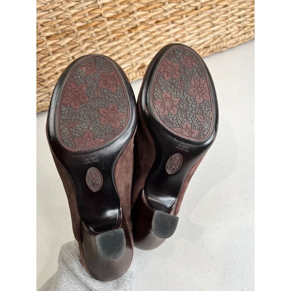Sofft Women's Brown Suede Scalloped Heels Mules Leather Upper Size 9.5M - Picture 10 of 15